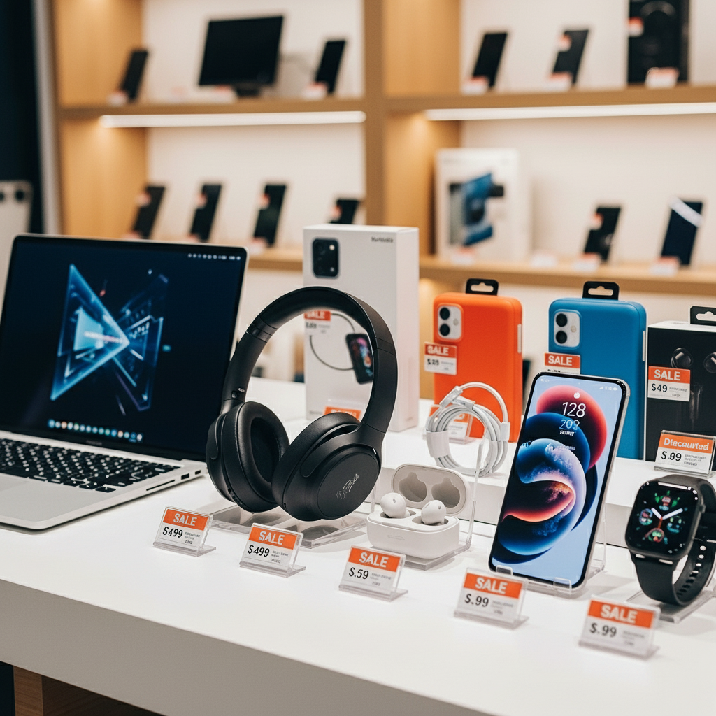 Modern electronic devices and accessories, latest tech products for daily use