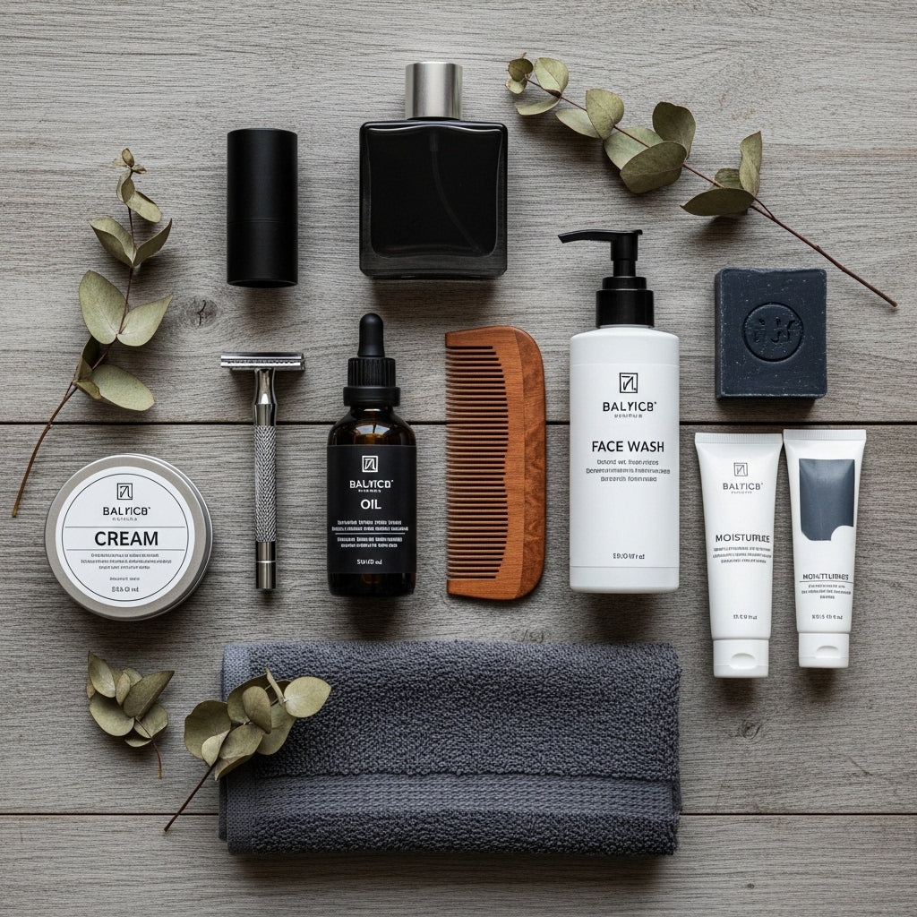 Men's daily essentials and grooming products for personal care