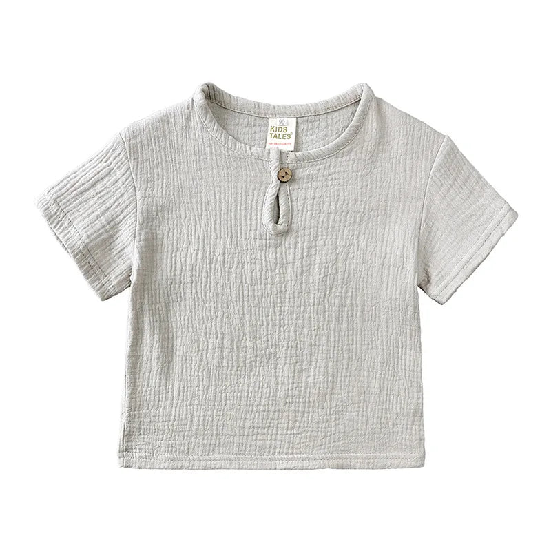 Summer Kids Pajamas Outfit Set Linen Cotton Infant Baby Boys Girls Homewear Suit Newborn T-Shirt+Shorts Children's Clothing