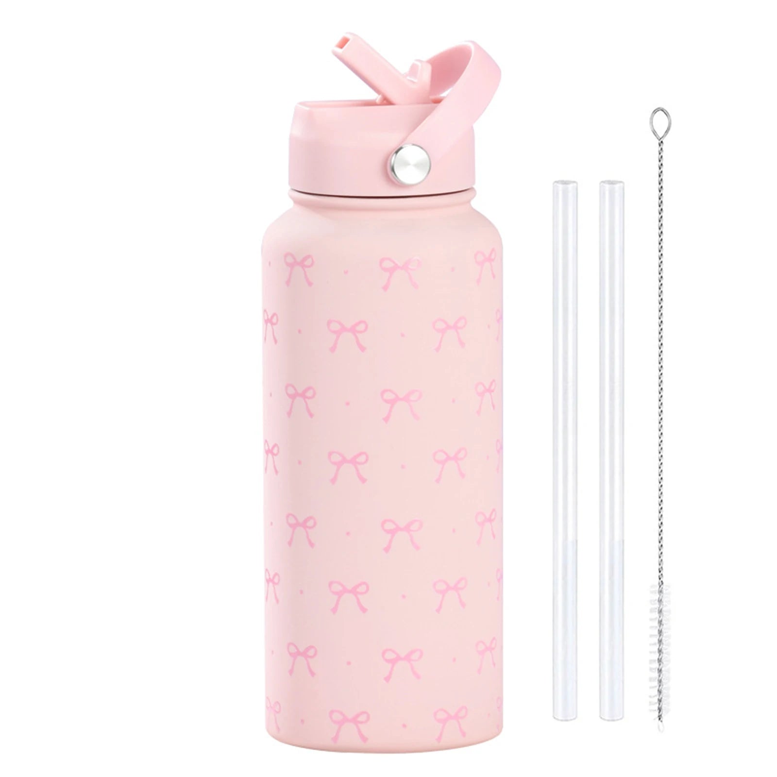 1L/32oz Stainless Steel Sports Insulated Water Bottle Portable Handle Insulated Cup with St Printed Wide Mouth Travel Mug