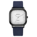 Fashion Quartz Watch Square Dial Leather Men Business Wristwatch Black White Minimalist Luxury Brand Watches Relogios Masculino