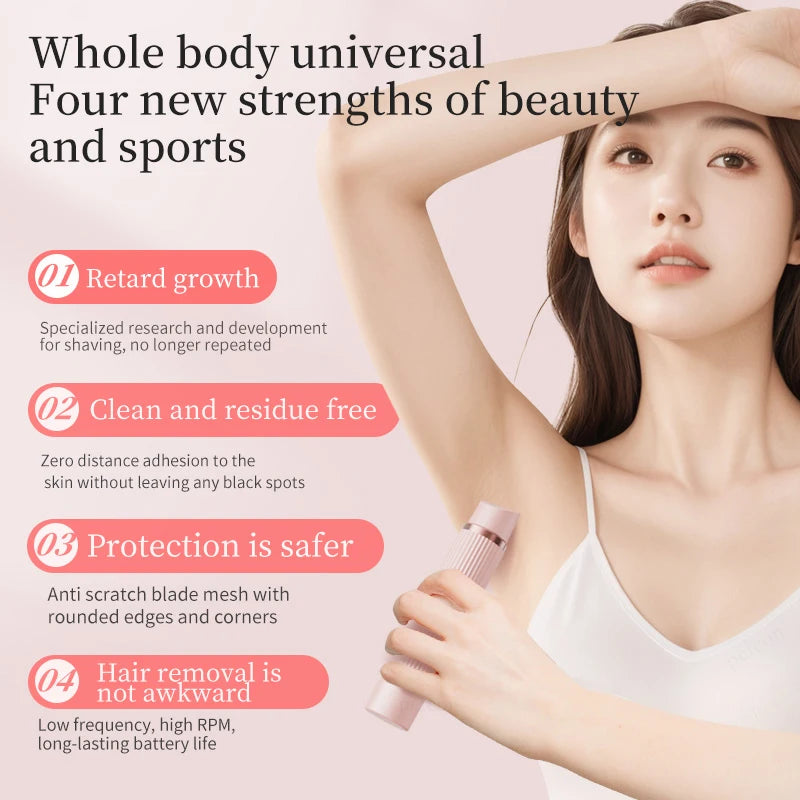 Women's Portable Electric Shaver Body Hair Trimmer Painless Epilator for Whole Body Flawless Shaving Skin Care Device