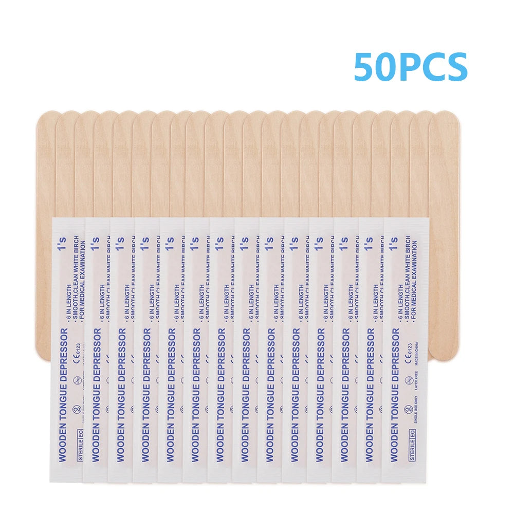 Disposable Wooden Tongue Depressor for Tattoo, Waxing Stick, Individual Pack Removal, Tongue Beauty Tool, 10/30/50/100/200Pcs