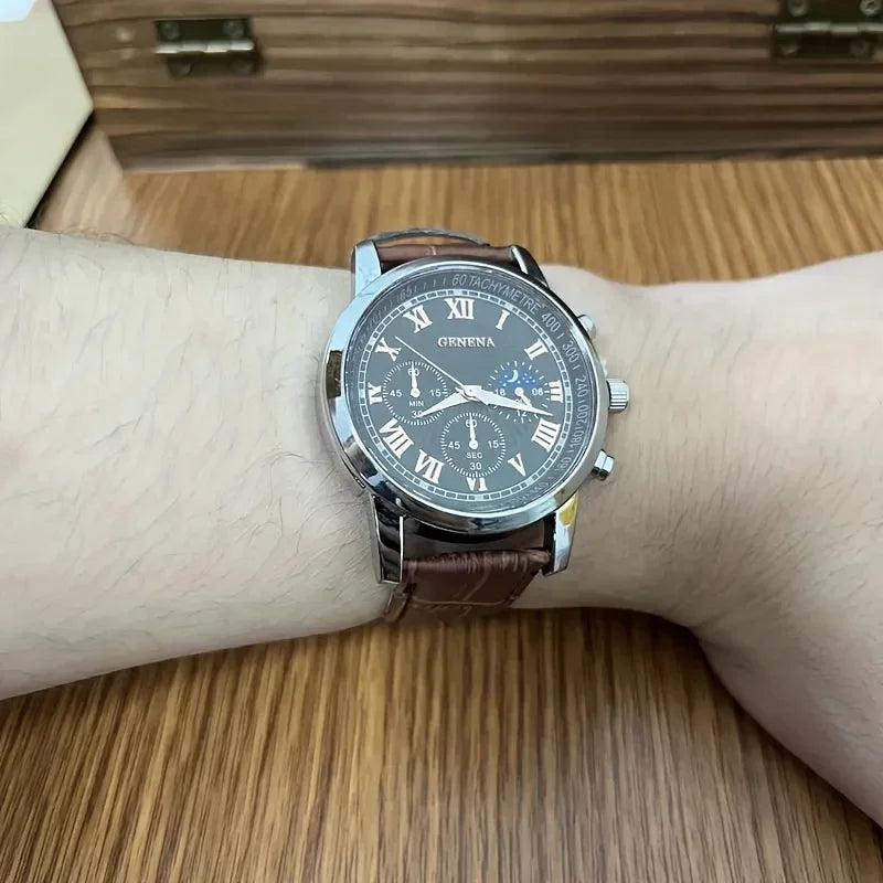 High Quality Men's Luxury Belt Fashion Quartz Watch Men Round Business Student Sport Waterproof Glow Clock