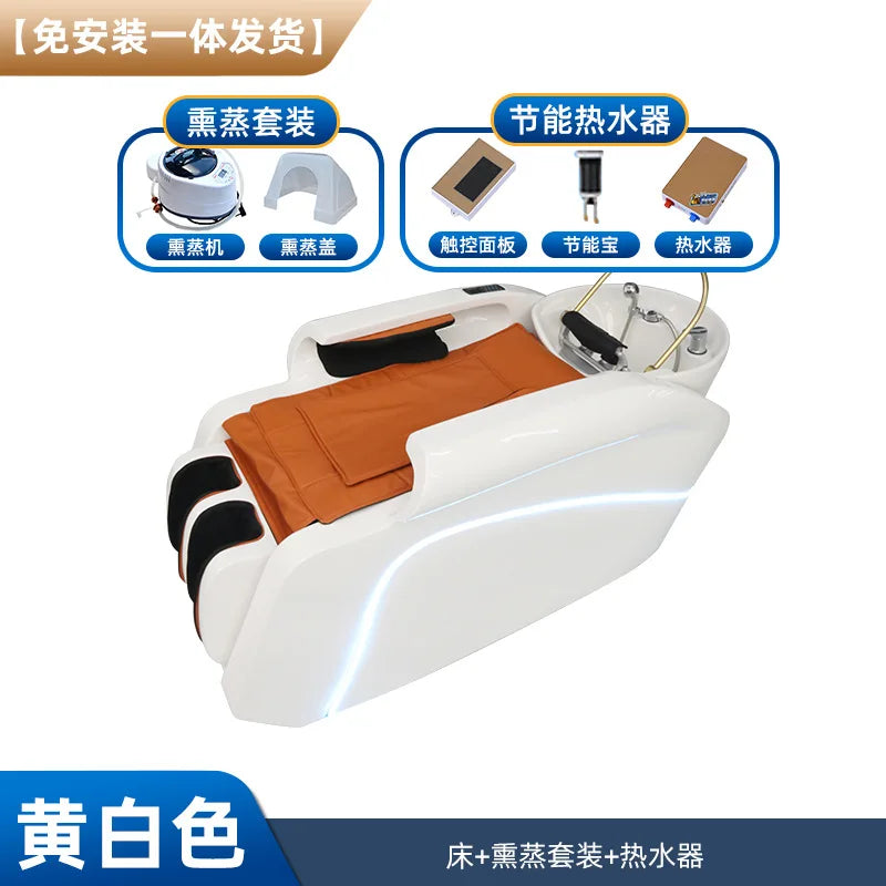 High-end Hair Salon Intelligent Electric Massage Shampoo Bed Barber Shop Special Water Circulation Fumigation Head Treatment Hai