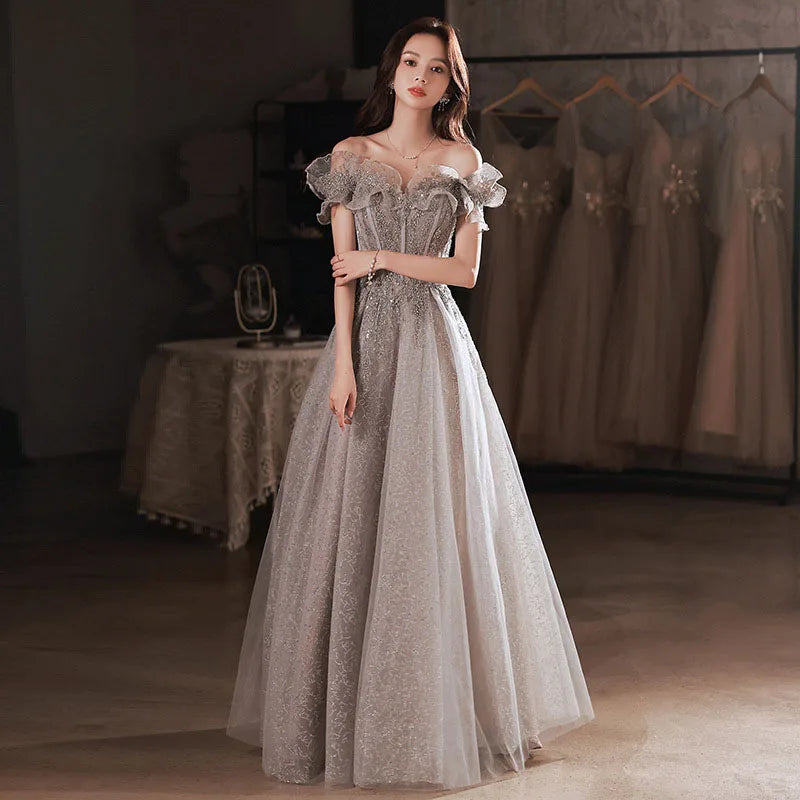 DongCMY Luxury Evening Dresses 2026 New Backless Formal Special Party Silver Glitter Gala Dress Sequined For Women Customized
