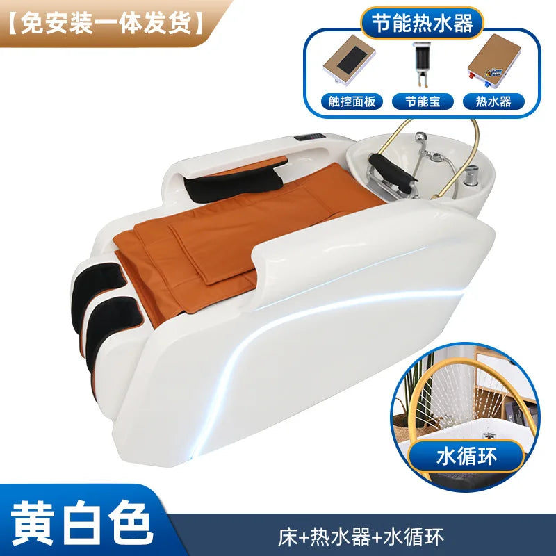 High-end Hair Salon Intelligent Electric Massage Shampoo Bed Barber Shop Special Water Circulation Fumigation Head Treatment Hai