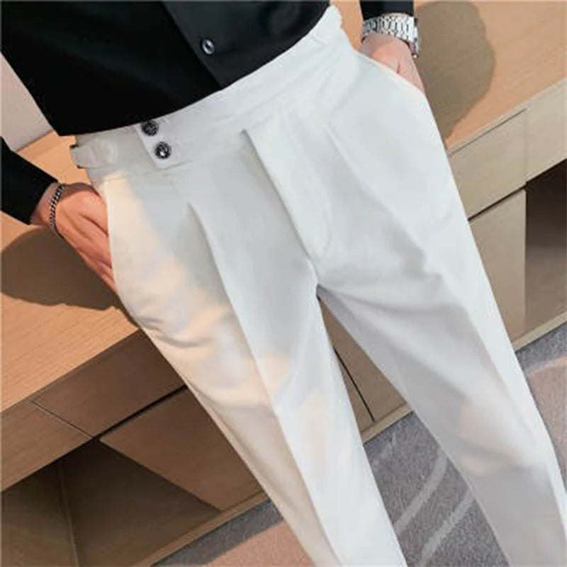 Men's Light Luxury Naples Slim-fit Dress Pants Casual Italy Retro Premium Elegant Popular Leisure Suits Trousers 2026 New Spring