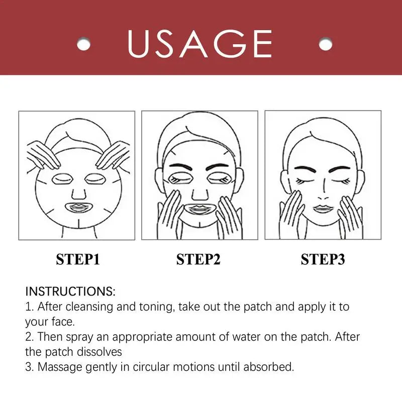 3pcs Soluble Collagen Face Mask Collagen Facial Mask Melting Collagen Film Anti Wrinkle Anti-Aging Mask for All Skin Types