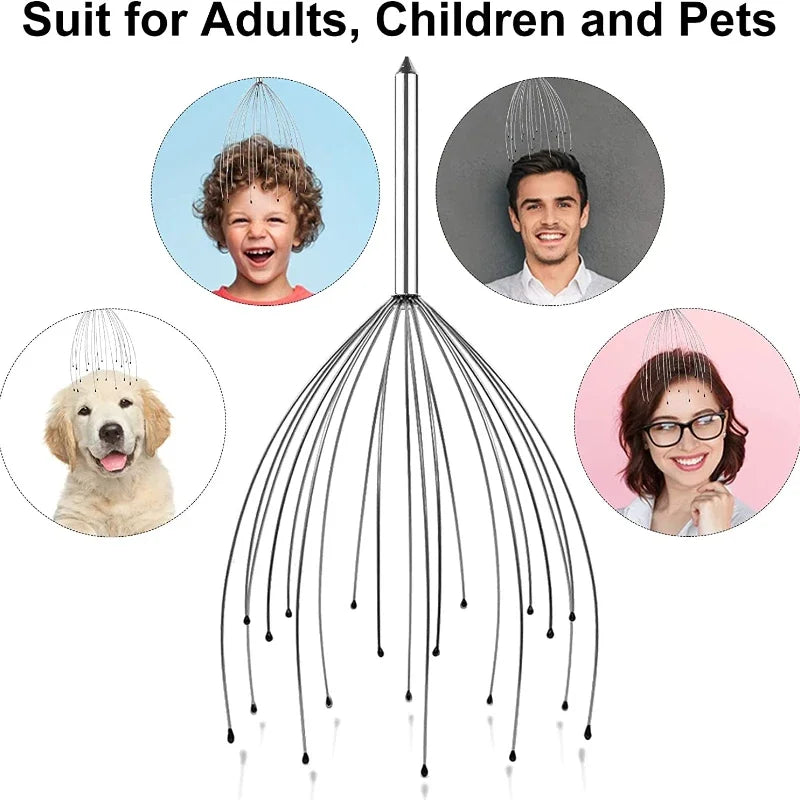 Scalp Massagers Octopus Head Massage Stainless Steel 12 Claw Scratcher for Deep Relaxation Hair Growth Stimulation Stress Relief