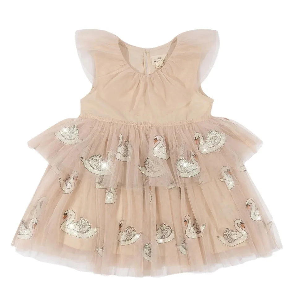 Summer KS Baby Girls Cherry Mesh Dress Kids Clothes Girls Princess Dresses Children Skirts Christmas Party Long Sleeve Vestidos