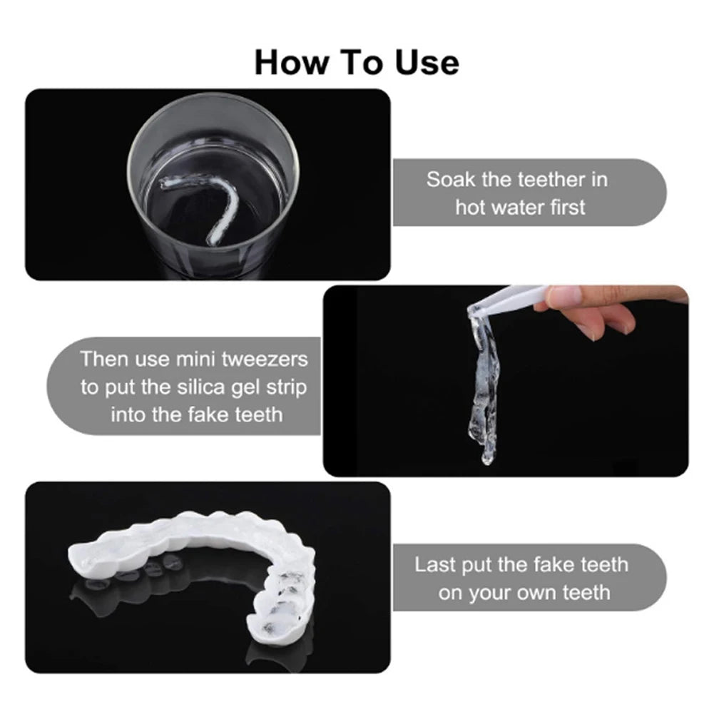 Snap-On Smile Teeth Cover – Instant Whitening Cosmetic Denture (2 Pairs)