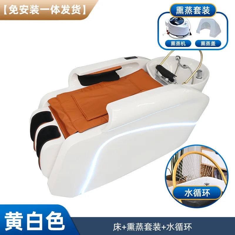 High-end Hair Salon Intelligent Electric Massage Shampoo Bed Barber Shop Special Water Circulation Fumigation Head Treatment Hai