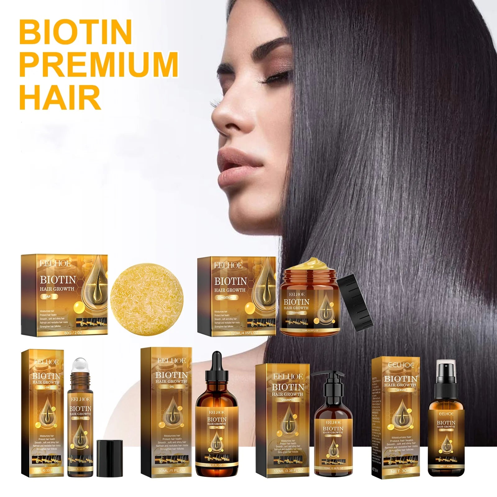 Biotin Hair Growth Products Fast Growing Oil Conditioner Frizz Damaged Repair Hair Thinning Soap Nourish Root Dense Hair Shampoo