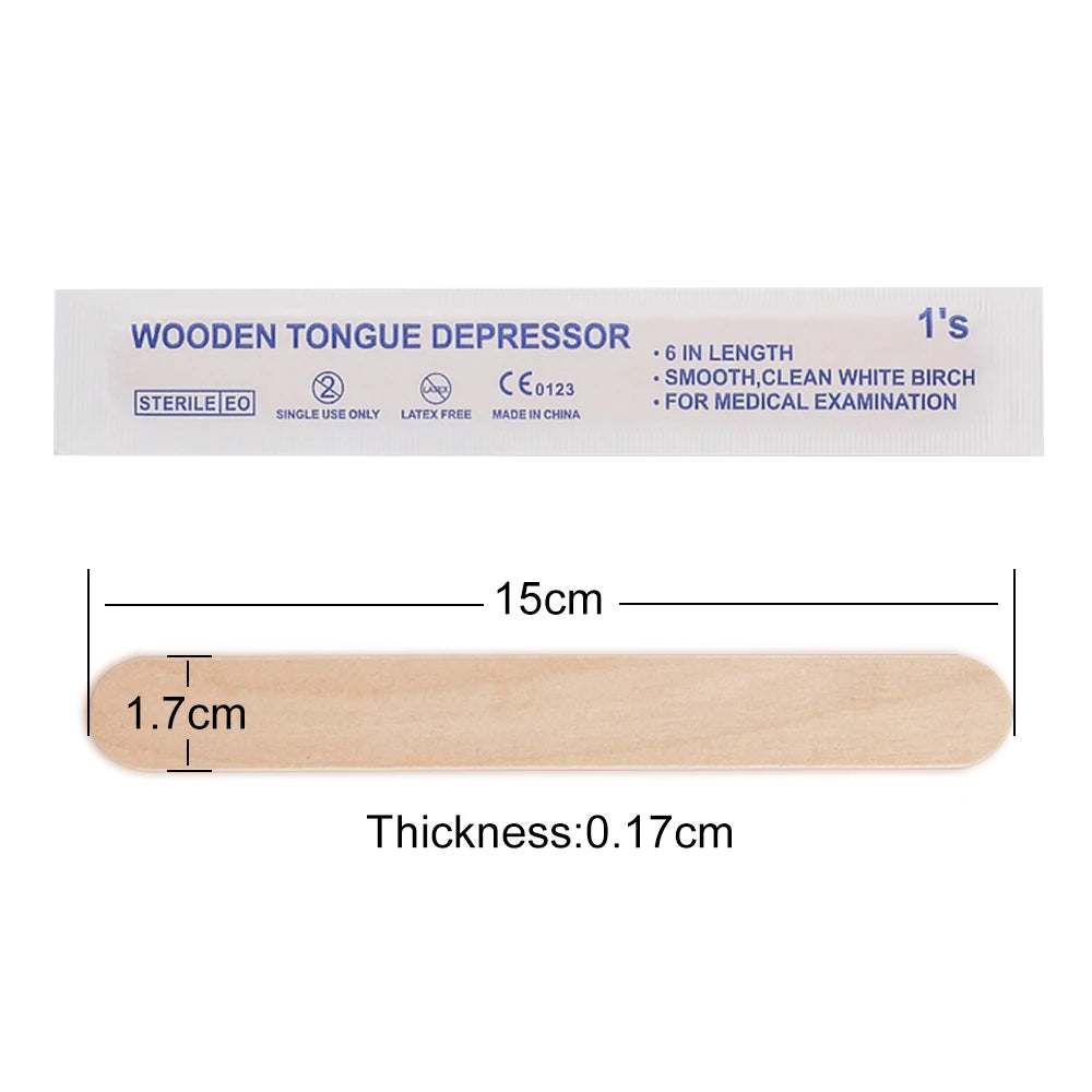 Disposable Wooden Tongue Depressor for Tattoo, Waxing Stick, Individual Pack Removal, Tongue Beauty Tool, 10/30/50/100/200Pcs