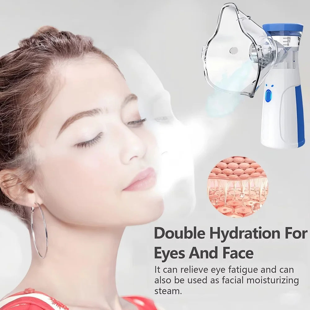 Mini Rechargeable Facial Steamer Silent Mesh Nebulizer Handheld Portable Humidifier for Face Rehydration Skin Care Tool