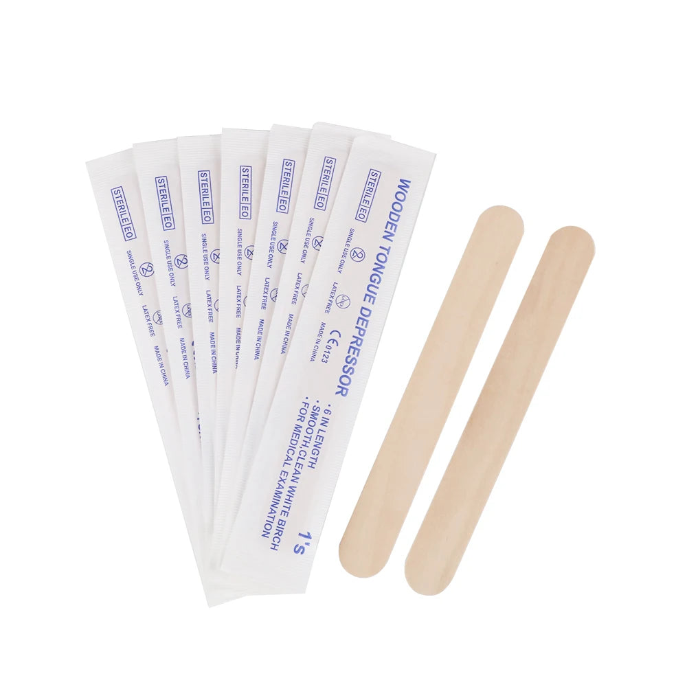 Disposable Wooden Tongue Depressor for Tattoo, Waxing Stick, Individual Pack Removal, Tongue Beauty Tool, 10/30/50/100/200Pcs