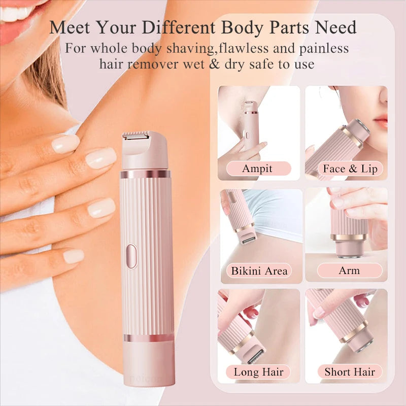 Women's Portable Electric Shaver Body Hair Trimmer Painless Epilator for Whole Body Flawless Shaving Skin Care Device