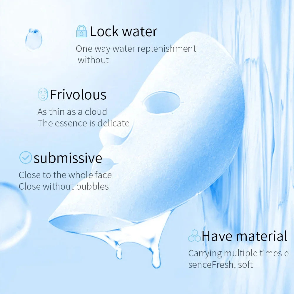10pcs Centella Collagen Face Mask Moisturizing Refreshing Sheet Masks Hyaluronic Acid Facial Anti-Wrinkle  Anti-aging Mask