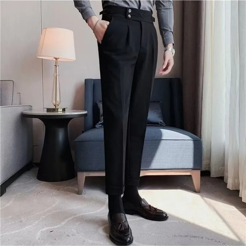 Men's Light Luxury Naples Slim-fit Dress Pants Casual Italy Retro Premium Elegant Popular Leisure Suits Trousers 2026 New Spring