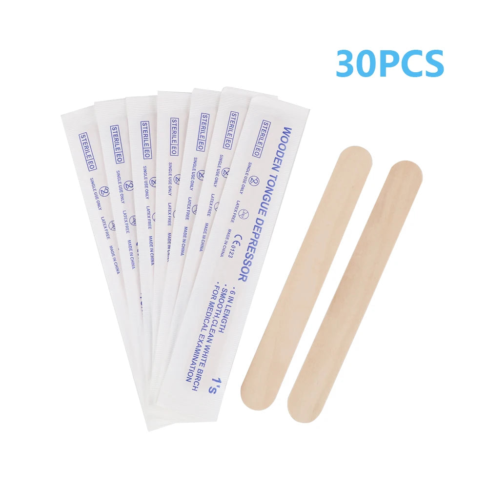 Disposable Wooden Tongue Depressor for Tattoo, Waxing Stick, Individual Pack Removal, Tongue Beauty Tool, 10/30/50/100/200Pcs