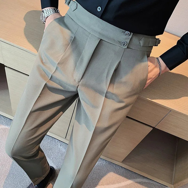 Men's Light Luxury Naples Slim-fit Dress Pants Casual Italy Retro Premium Elegant Popular Leisure Suits Trousers 2026 New Spring