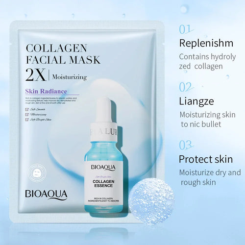 10pcs Centella Collagen Face Mask Moisturizing Refreshing Sheet Masks Hyaluronic Acid Facial Anti-Wrinkle  Anti-aging Mask