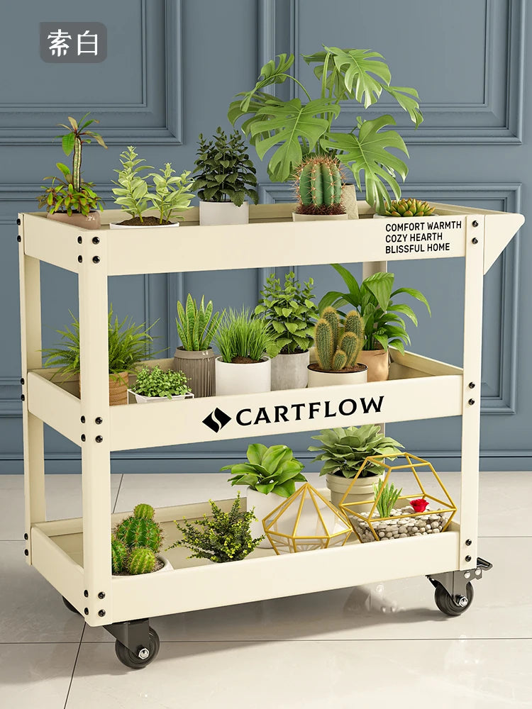 Luxury Style Metal Indoor Plant Stand Movable Balcony Pot Display Rack Floor Storage Organizer Greenery Iron Flower Holder