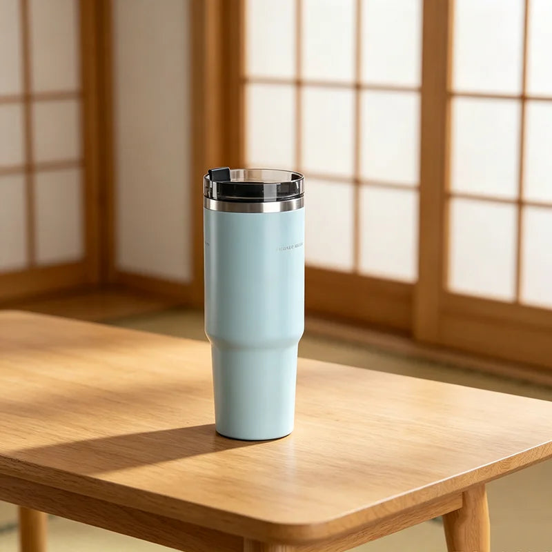 Anti-Leak Vacuum Insulated Mug | Stainless Steel Cup With Straw For Daily & Outdoor