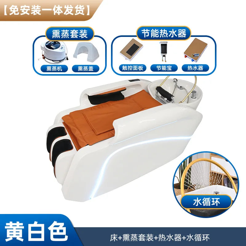High-end Hair Salon Intelligent Electric Massage Shampoo Bed Barber Shop Special Water Circulation Fumigation Head Treatment Hai