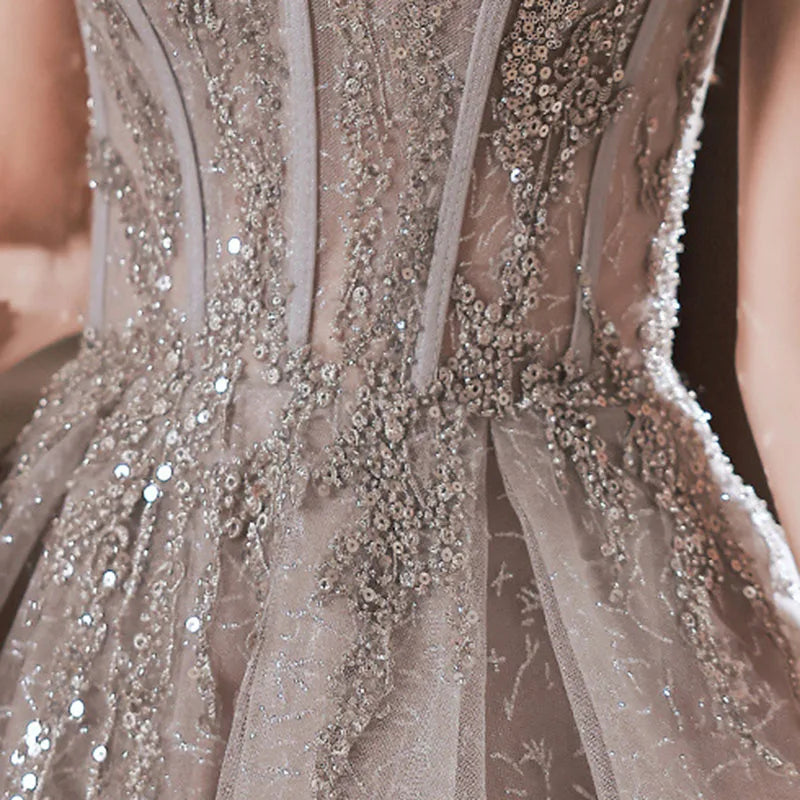 DongCMY Luxury Evening Dresses 2026 New Backless Formal Special Party Silver Glitter Gala Dress Sequined For Women Customized
