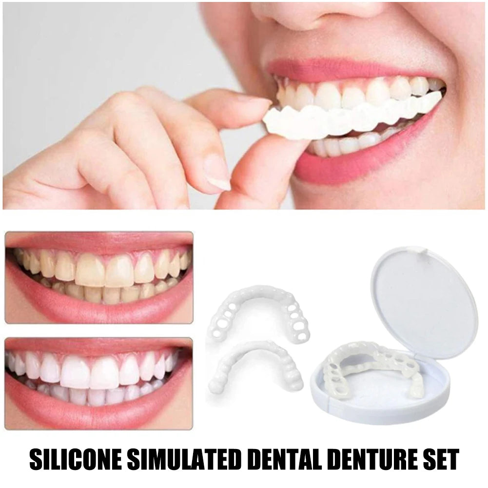 Snap-On Smile Teeth Cover – Instant Whitening Cosmetic Denture (2 Pairs)
