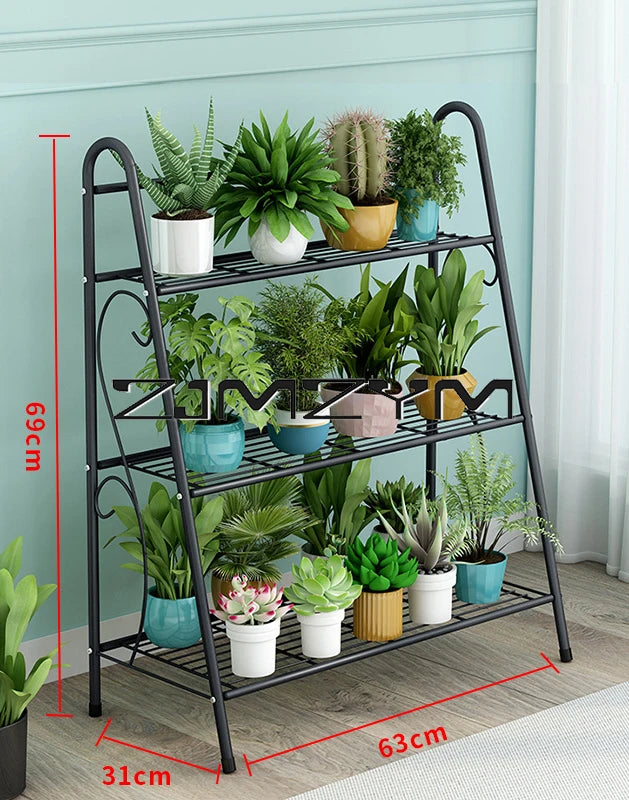 Iron Flower Pot Stands 3 Layers Plant Shelf Stand Succulent Rack Balcony Simple Indoor Garden Shelves Shoes Book Rack Home Decor