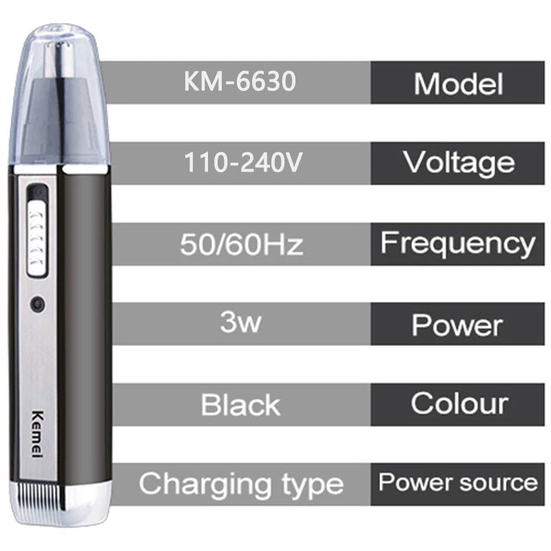 Keme 4in1 Rechargeable Nose Trimmer For Men&Women Face Body Hair Beard Eyebrow Trimmer Ear Cleaner Cutting Nose Hair Shaver Set