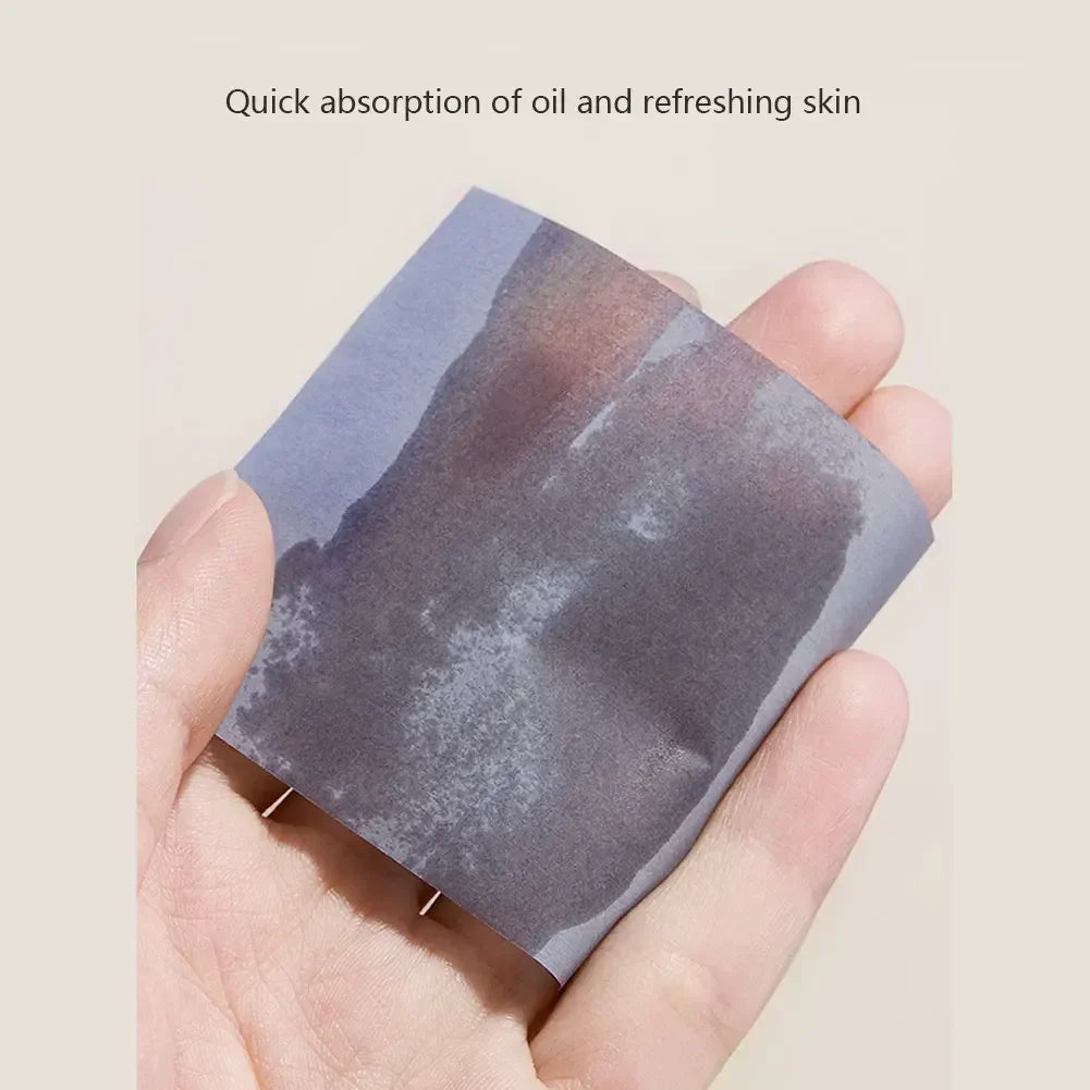 100Pcs Women Face Oil Absorbing Paper with Mirror Case Makeup Beauty Tool Facial Tissue Rose Oil Absorbing Facial Paper