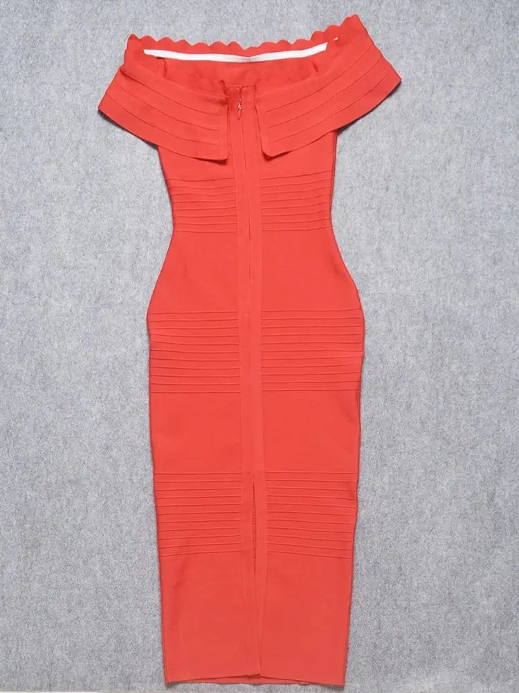 BEAUKEY Elegant Women Luxury Red Evening Wedding Bandage Dress Ruffles Split Bodycon Dress XL Celebrity Vestidos Party Maxi