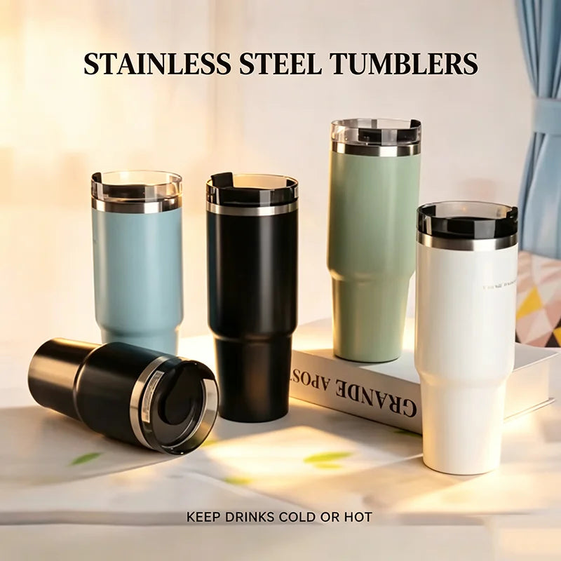 Anti-Leak Vacuum Insulated Mug | Stainless Steel Cup With Straw For Daily & Outdoor