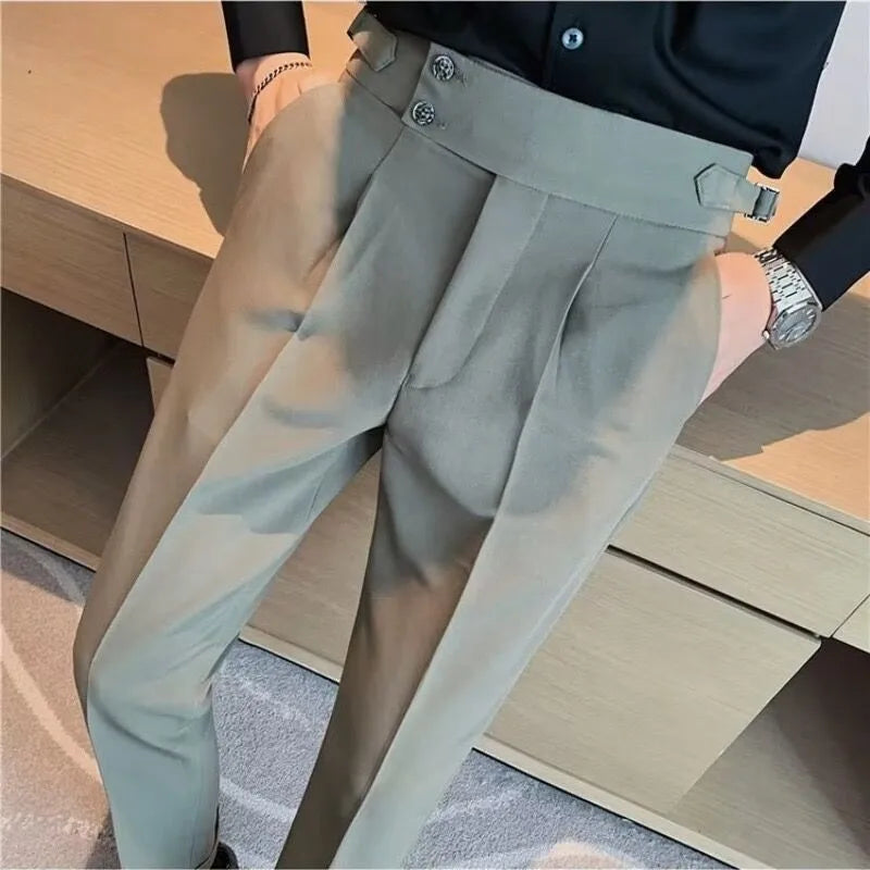 Men's Light Luxury Naples Slim-fit Dress Pants Casual Italy Retro Premium Elegant Popular Leisure Suits Trousers 2026 New Spring