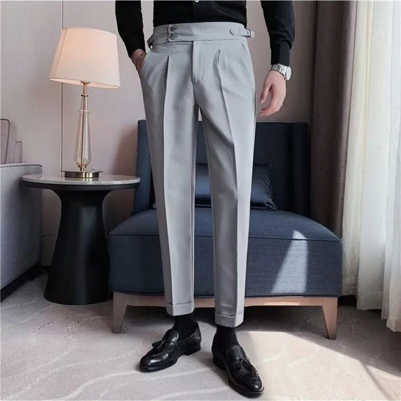 Men's Light Luxury Naples Slim-fit Dress Pants Casual Italy Retro Premium Elegant Popular Leisure Suits Trousers 2026 New Spring