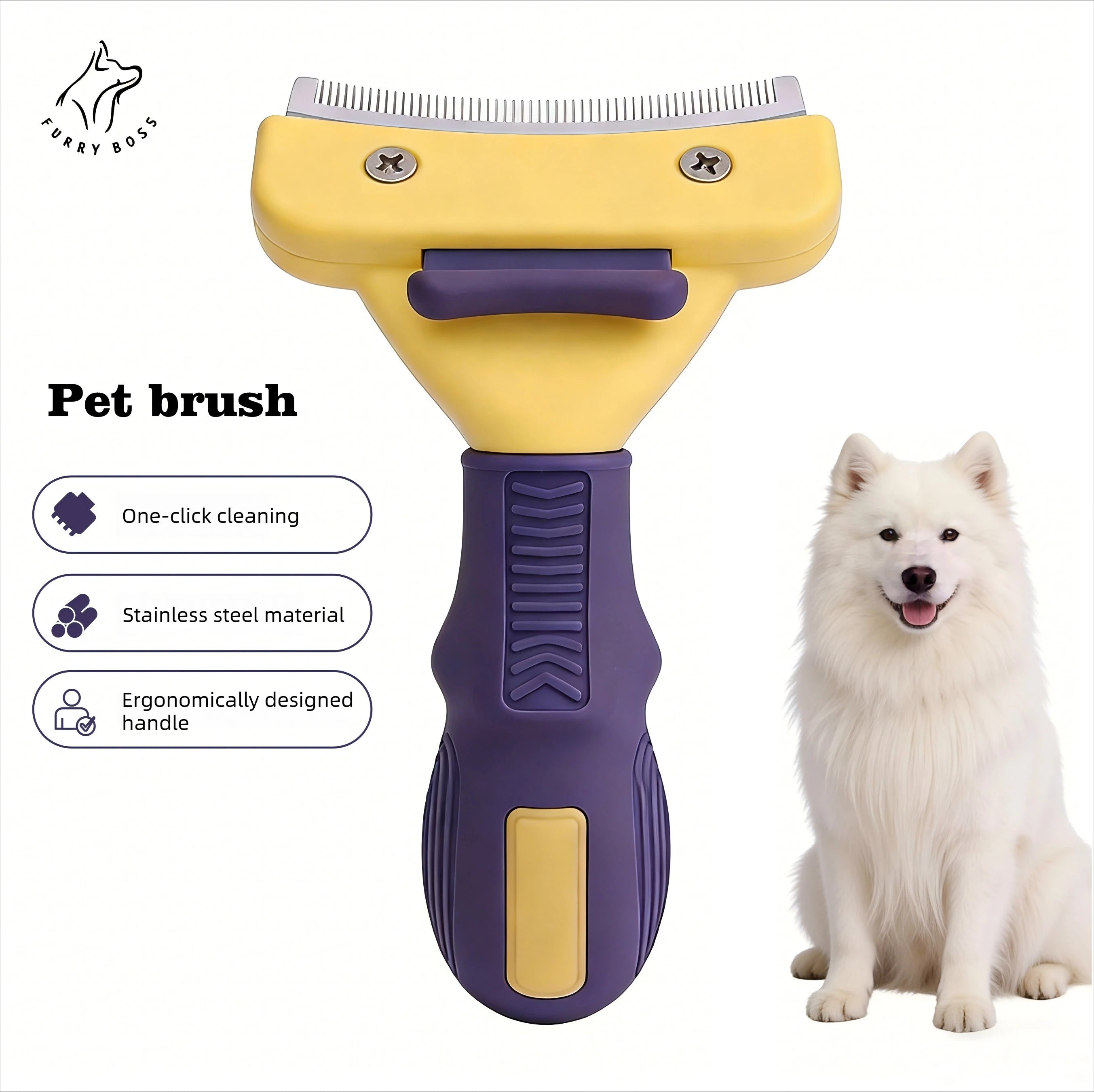 Pet brush, pet grooming tool, deshedding comb, Teddy and Golden Retriever hair removal brush, pet cleaning supplies