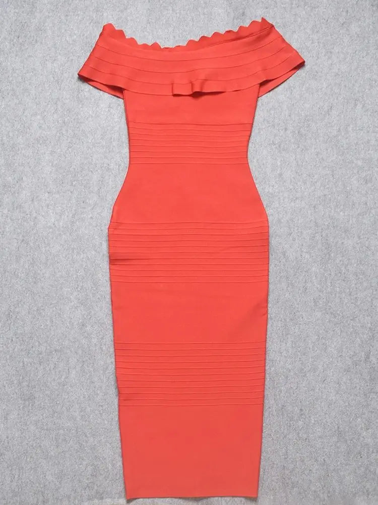 BEAUKEY Elegant Women Luxury Red Evening Wedding Bandage Dress Ruffles Split Bodycon Dress XL Celebrity Vestidos Party Maxi