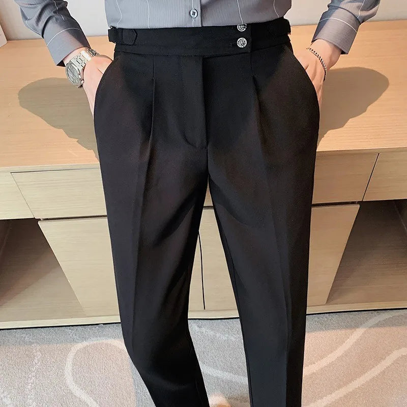 Men's Light Luxury Naples Slim-fit Dress Pants Casual Italy Retro Premium Elegant Popular Leisure Suits Trousers 2026 New Spring