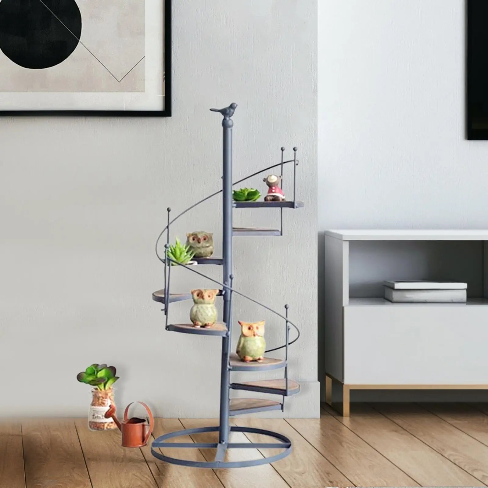 Rotating Ladder Design Spiral Plant Stand Iron Flower Pot Holder Shelf Space Saving Flower Pot Rack Display Home Garden Decor