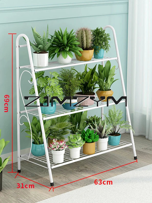 Iron Flower Pot Stands 3 Layers Plant Shelf Stand Succulent Rack Balcony Simple Indoor Garden Shelves Shoes Book Rack Home Decor