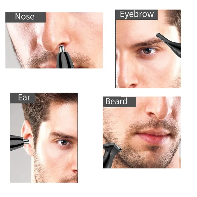 Keme 4in1 Rechargeable Nose Trimmer For Men&Women Face Body Hair Beard Eyebrow Trimmer Ear Cleaner Cutting Nose Hair Shaver Set