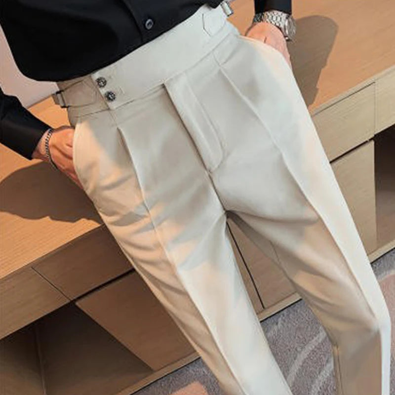 Men's Light Luxury Naples Slim-fit Dress Pants Casual Italy Retro Premium Elegant Popular Leisure Suits Trousers 2026 New Spring