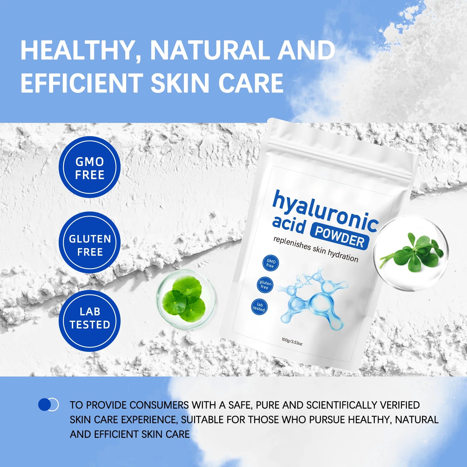 Anti-Aging HA Mask Powder 100g - With tweezers, deep hydration collagen boost. Wrinkle reducing facial care treatment formula.