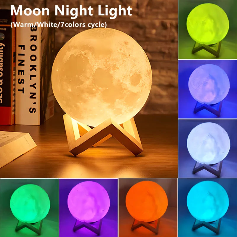 Moon Lamp 3D LED Night Light – Galaxy Moon Light for Bedroom & Gift